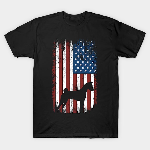 Basenji silhouette american flag 4th of july T-Shirt by blacks store